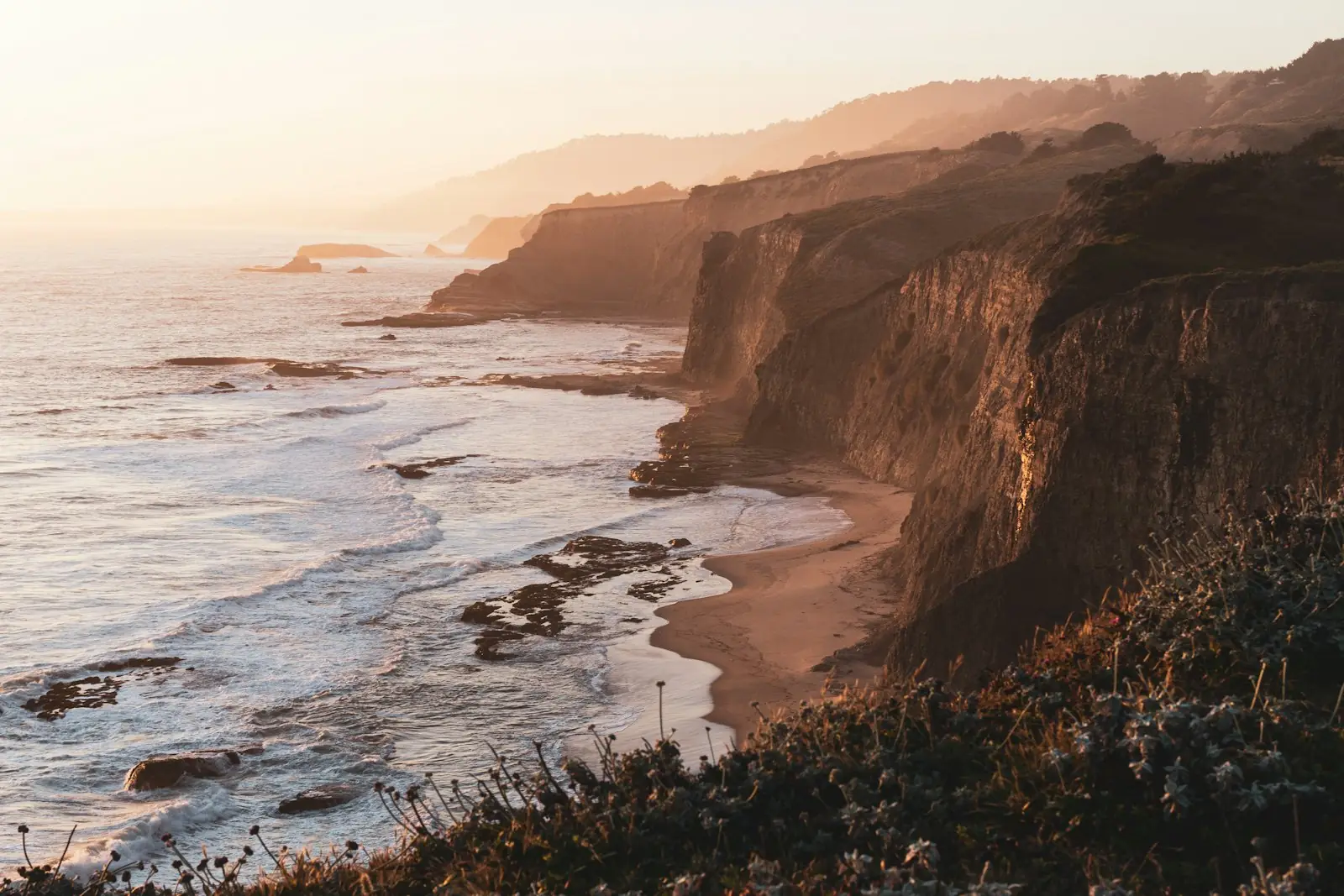 Cliffs over the sea at golden hour